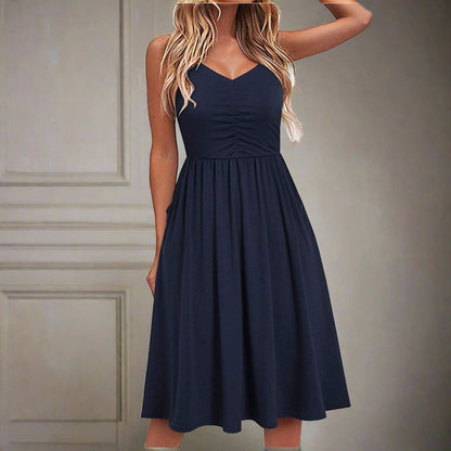 Fina Dam Klänningar MIDI Lätt Tyg för Sommar Stil-3