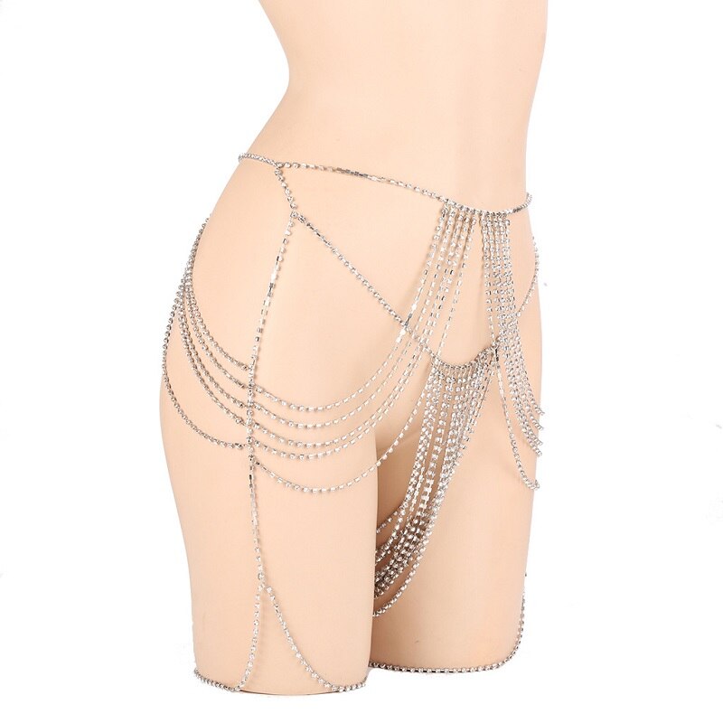 Kroppsmycken Abdominal Kedja Geometrisk Aluminiumlegering med Rhinestones-6