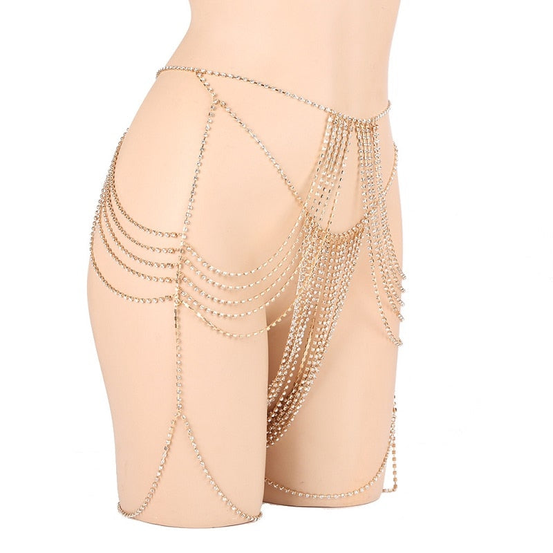 Kroppsmycken Abdominal Kedja Geometrisk Aluminiumlegering med Rhinestones-3