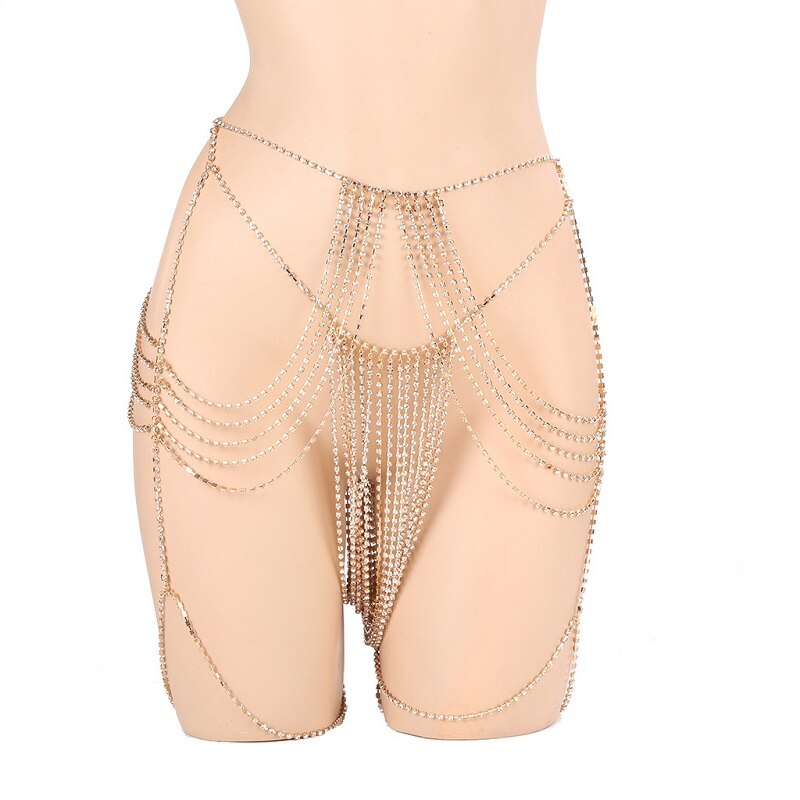 Kroppsmycken Abdominal Kedja Geometrisk Aluminiumlegering med Rhinestones-2
