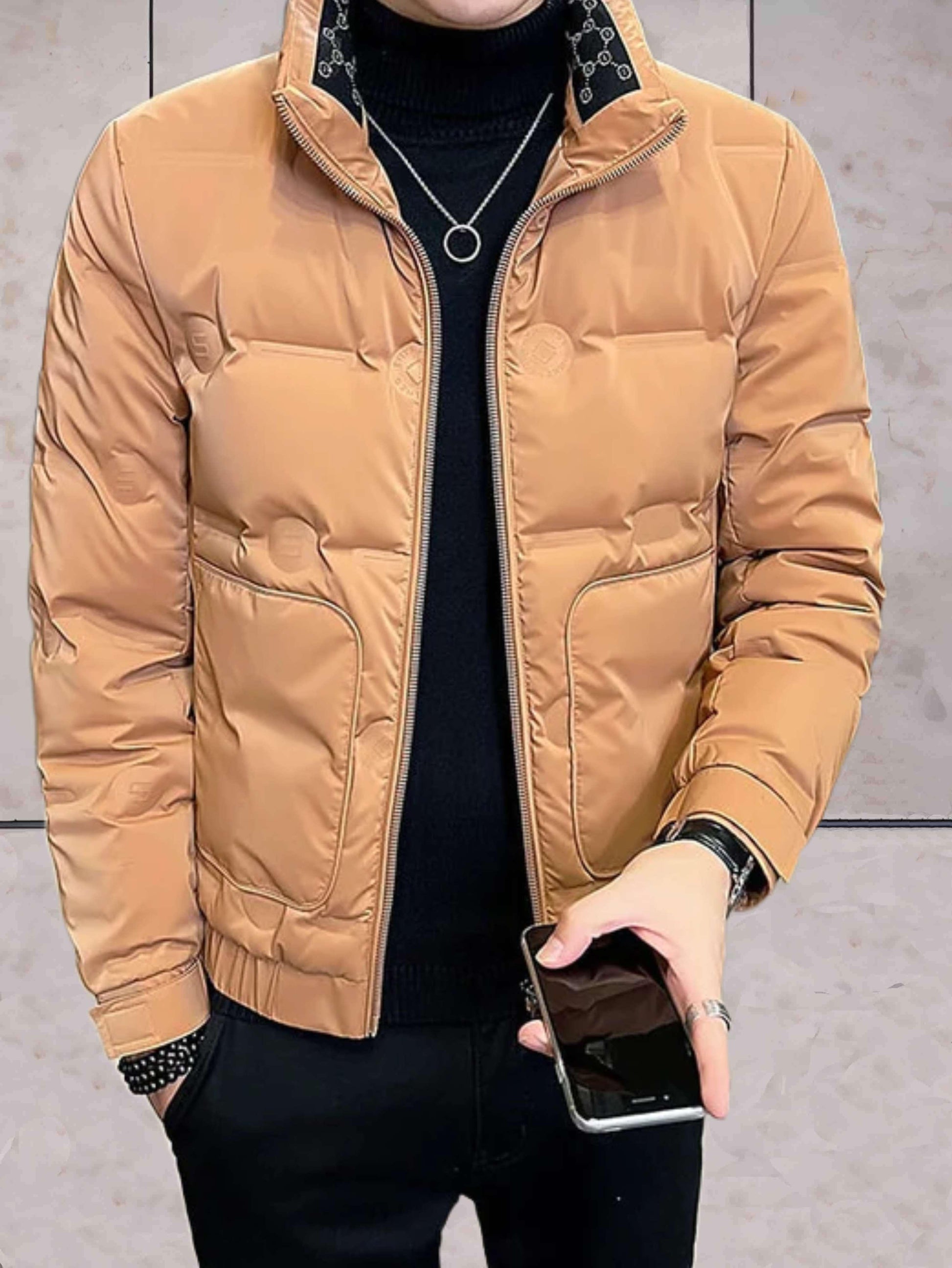 Damjacka Quiltad Hög Halsringning Varm Polyester-2