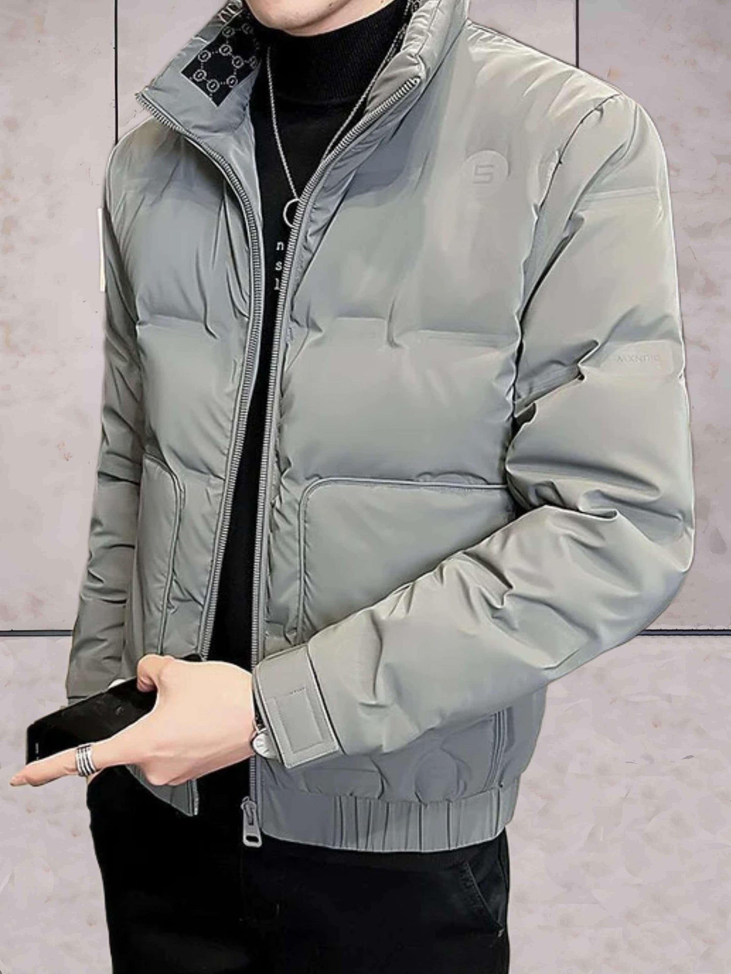 Damjacka Quiltad Hög Halsringning Varm Polyester-4