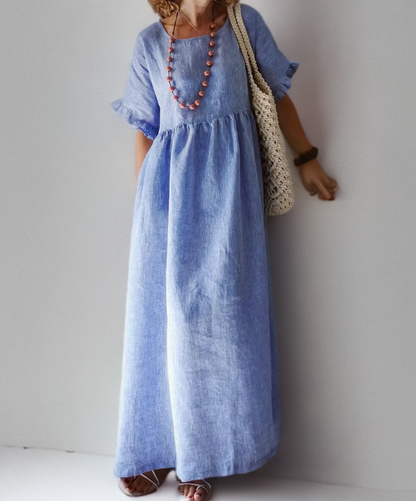 Dam Klänning Fritid med Ruffles Lätt Material-1