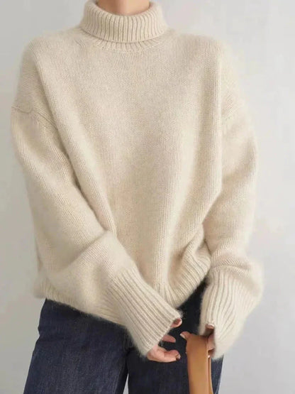 Kvinnors Turtleneck Tröja 100% Kashmirmix-4