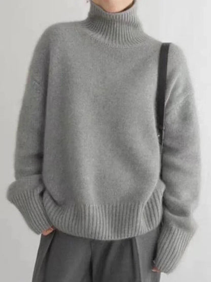 Dam Turtleneck Tröja Mjuk Polyester Elegant Snitt-5