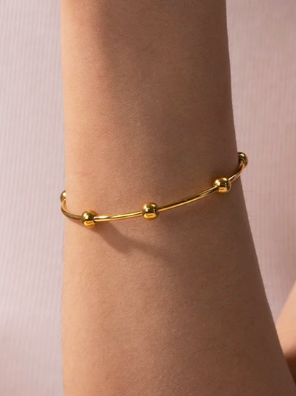 Kvinnors Guld Armband Rund Pärldesign Elegant Smycke-1
