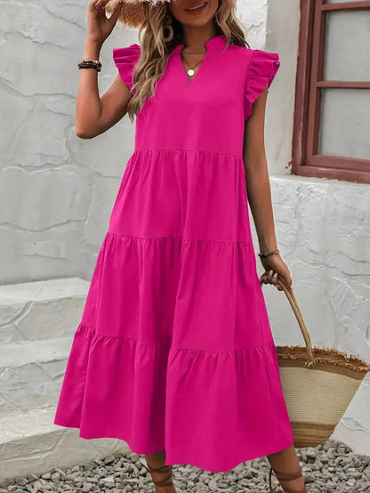 Variant image for Dam Midi Klänning Rynkad Polyester för Fina Dam Klänningar-11