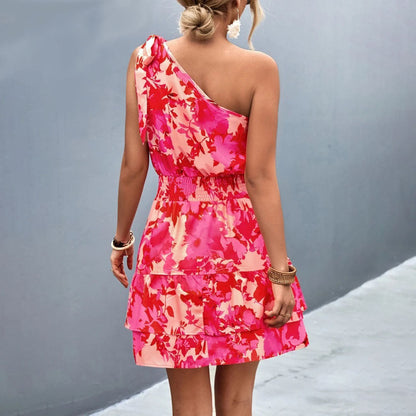 Dam Miniklänning Asymmetrisk Polyester Elegant Silhuett-5