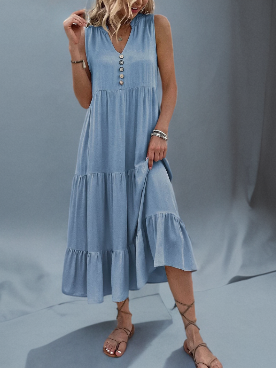 Variant image for Dam Smockklänning Skiktad Nederkant Polyester-1