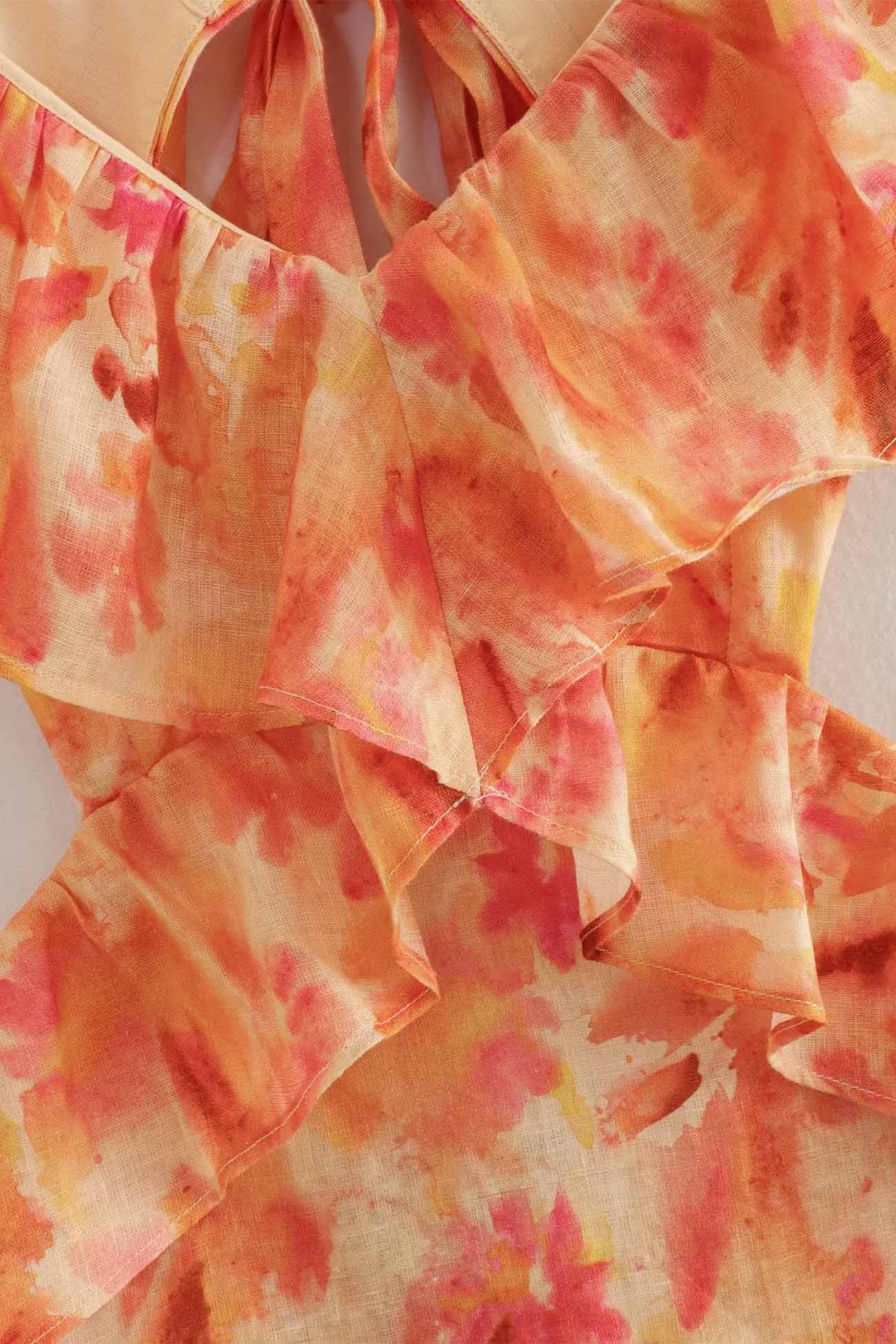 Kvinnors Blommaklänning Ruffle Lätt Material 4