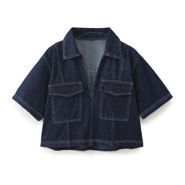 Dam Jeansuppsättning Två Delar Bomull Normal Passform-4