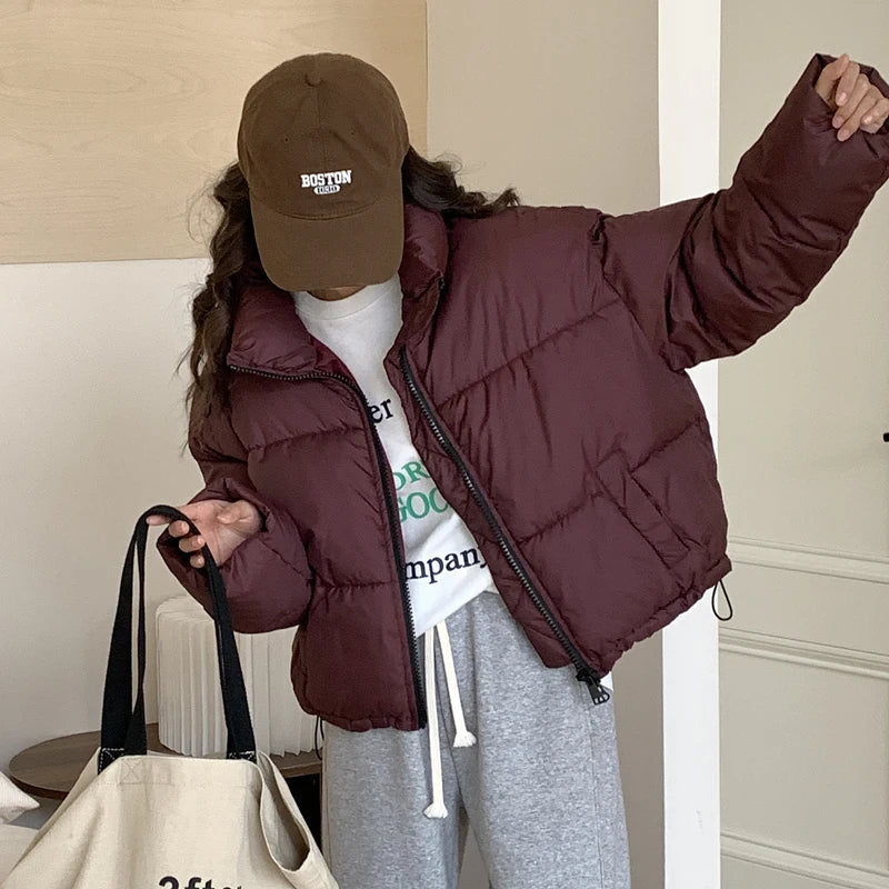 Dam Förkortad Jacka Hög Krage Polyester-6
