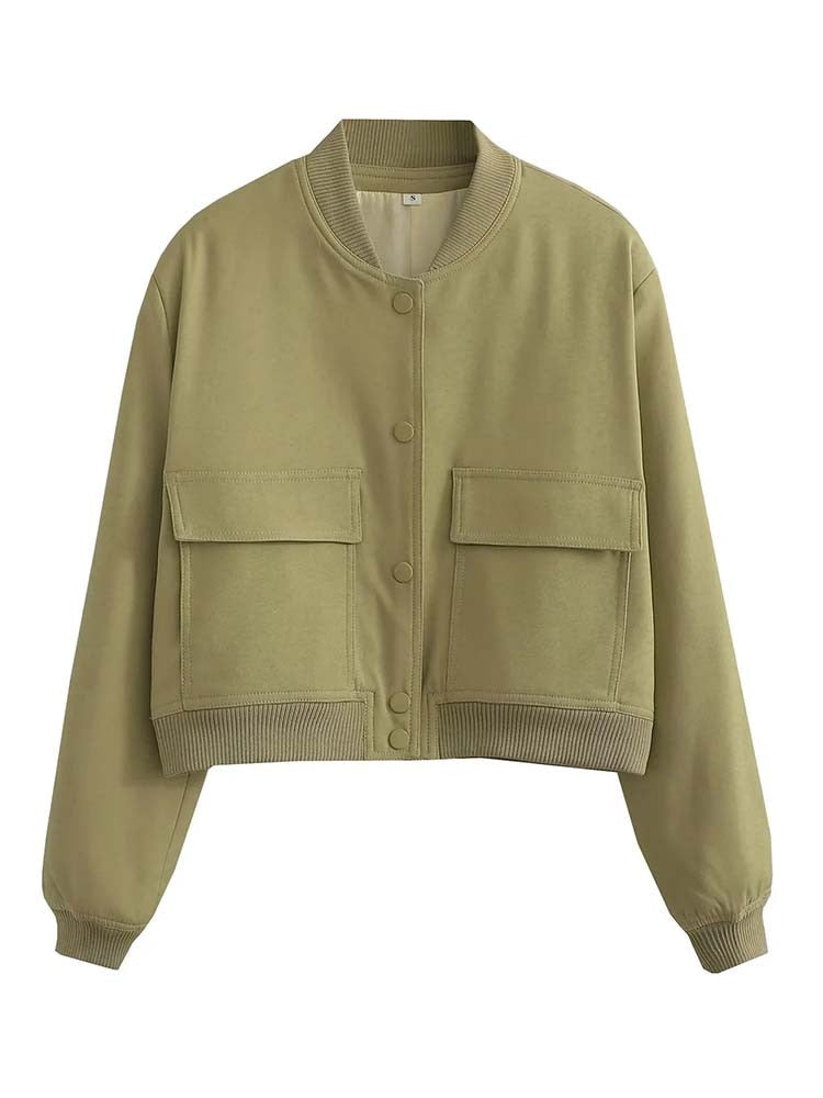 Damjacka Bomberjacka Tidlös Polyester Avslappnad Passform-5