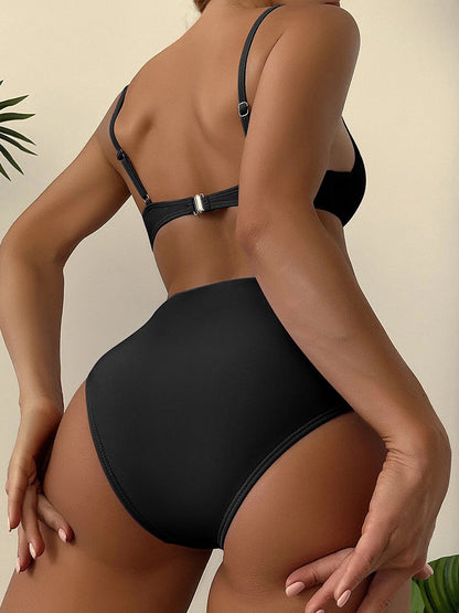 Dam Högmidjad Bikini Retro Polyester-6