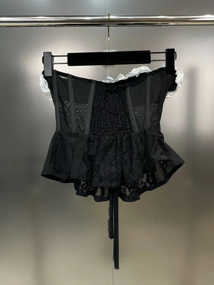 Dam Bustier Kort Patchwork Polyester-2