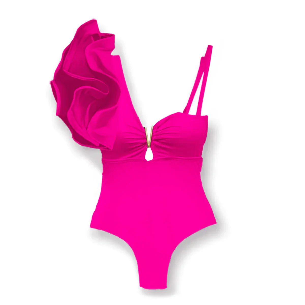 Variant image for Baddräkt Dam En Bit Blommönster med Ruffles Elastan Nylon Polyester-41