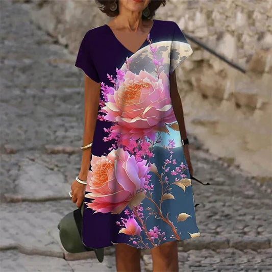 Kvinnors Enkel Klänning Högkvalitativt Material-1