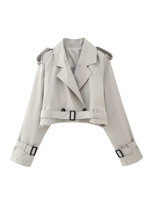 Kvinnor Trenchjacka Vintage Långärmad Polyester-1