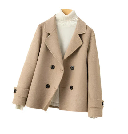 Dam Blazer Dubbelknäppt Högkvalitativt Tyg Elegant Design-2