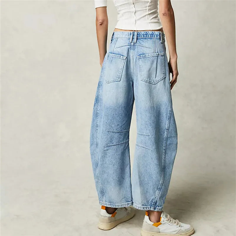 Kvinnors Vintage Jeans Hög Midja 98% Bomull 2% Elastan-5