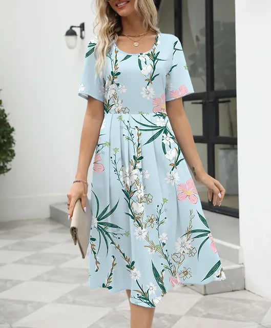 Dam Klänning Lätt Bomull Luftig Elegant-2