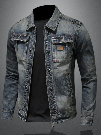 Dam Denimjacka Klassisk Stil 100% Bomull-1
