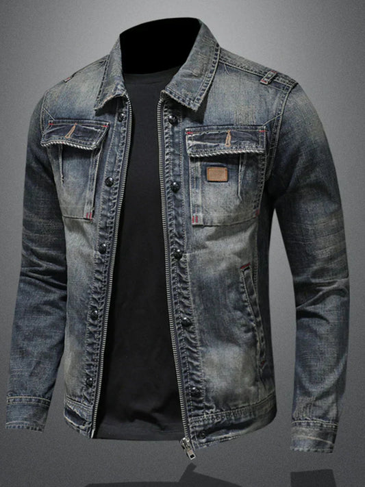 Dam Denimjacka Klassisk Stil 100% Bomull-1
