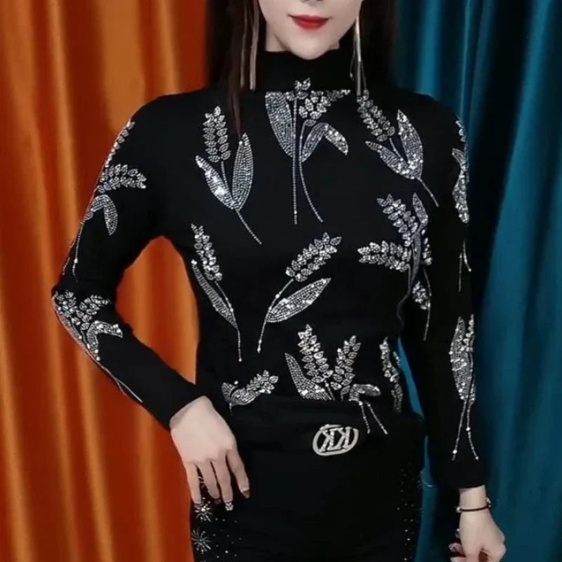 Dam Långärmad T-shirt Blommig Polyester-3