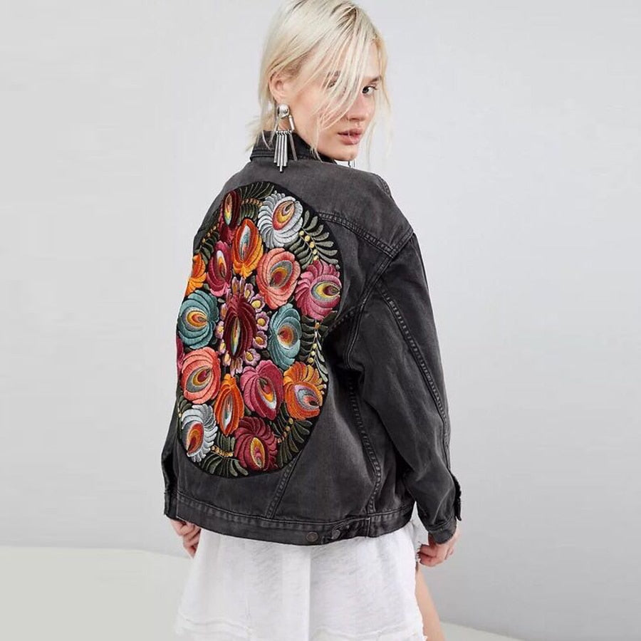 Dam Boho-Jacka Avslappnad Hållbar Denim-4