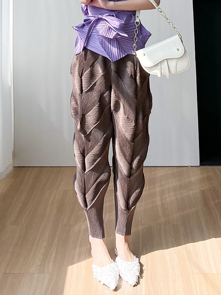 Dam Sladdbyxor Patchwork Lätt Polyester-4