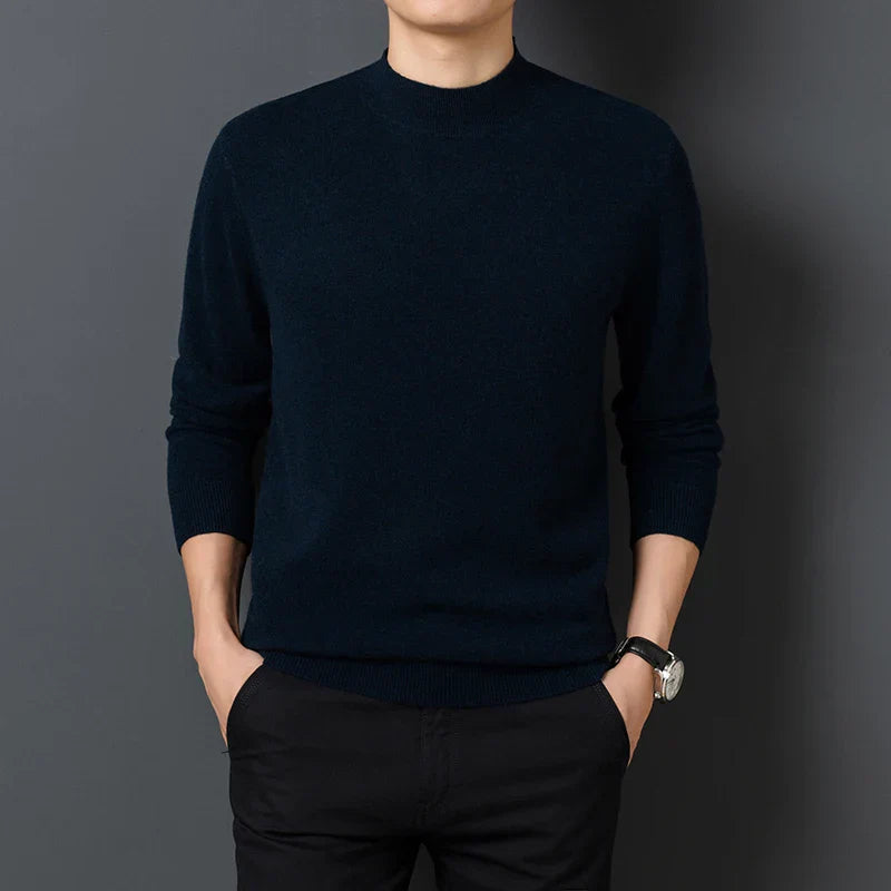 Herr Tröja Halvhög Krage Minimalistisk Akryl Design-1