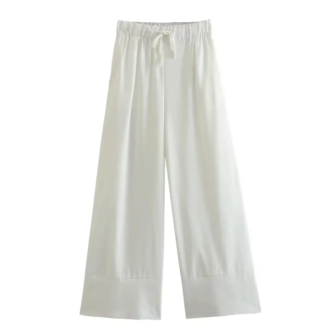 Snygga Byxor Dam Slim Fit Polyester Hög Midja Vristlängd-6