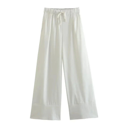 Snygga Byxor Dam Slim Fit Polyester Hög Midja Vristlängd-6