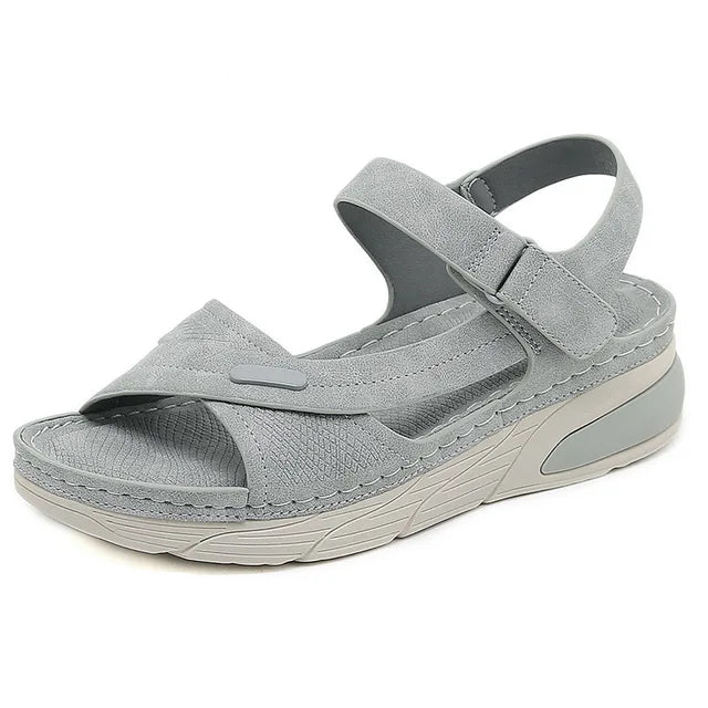 Dam Sandaler Wedge Heel Justerbart Bälte Syntetiskt Läder-1