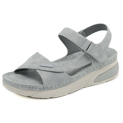 Dam Sandaler Wedge Heel Justerbart Bälte Syntetiskt Läder-1