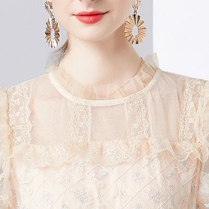 Kvinnors Midi Klänning A-linjeformad Bomull Polyester Monokrom-4