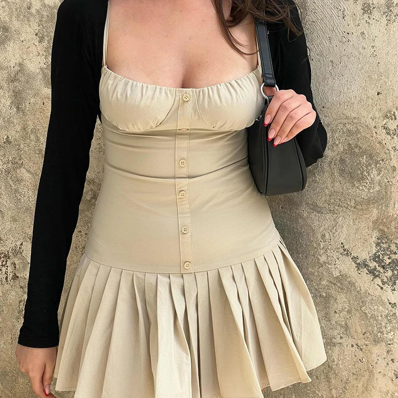 Kvinnors Miniklänning A-linjeformad Spaghetti Band Bomull Polyester-3