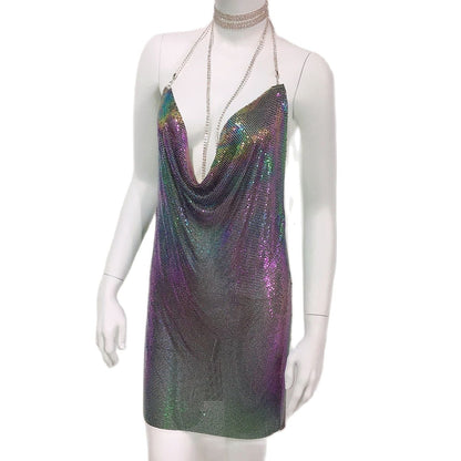 Variant image for Kvinnors Mini Klänning Spaghetti Band Syntetisk Paljettdekoration-3