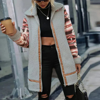 Dam Höstjacka Varm Päls Tidlös Design Polyester-6