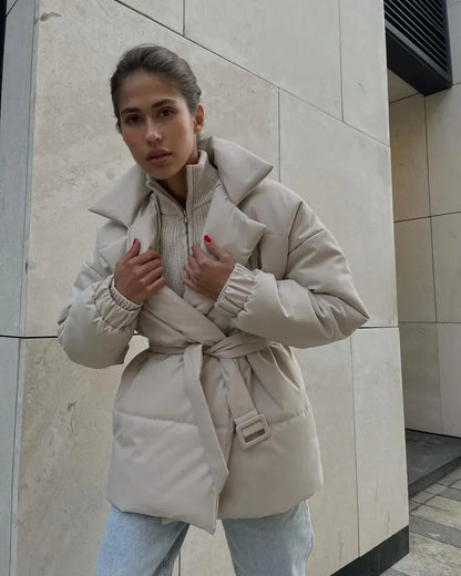 Damjacka med Bälte Högkvalitativ Polyester Elegant Stil-2