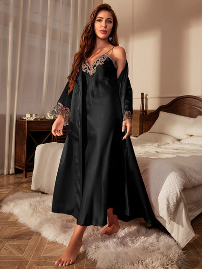 Variant image for Dam Nattklänning Långärmad Polyester Ankellång Avslappnad-5