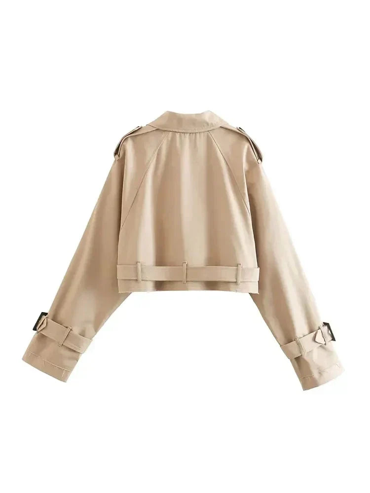 Dam Förkortad Bältesjacka Högkvalitativ Polyester-2