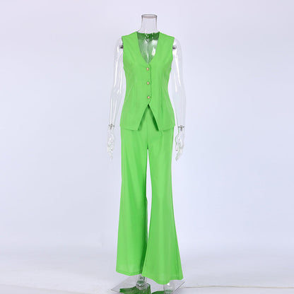 Variant image for Dam Set Ärm Lös Top och Vida Byxor i Bomull-2