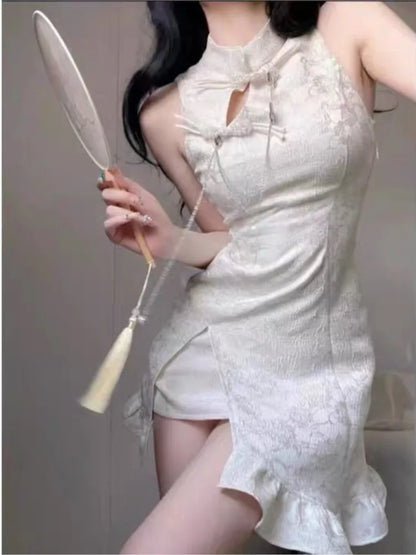 Kvinnors Mini Klänning A-Linje Spaghetti Band Polyester-2