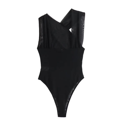 Dam Bodysuit Leopardmönster Rynkade Polyester Slim Fit-4