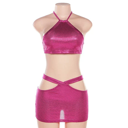 Variant image for Kvinna Minikjol Halterneck Tätt Passande Polyester-4