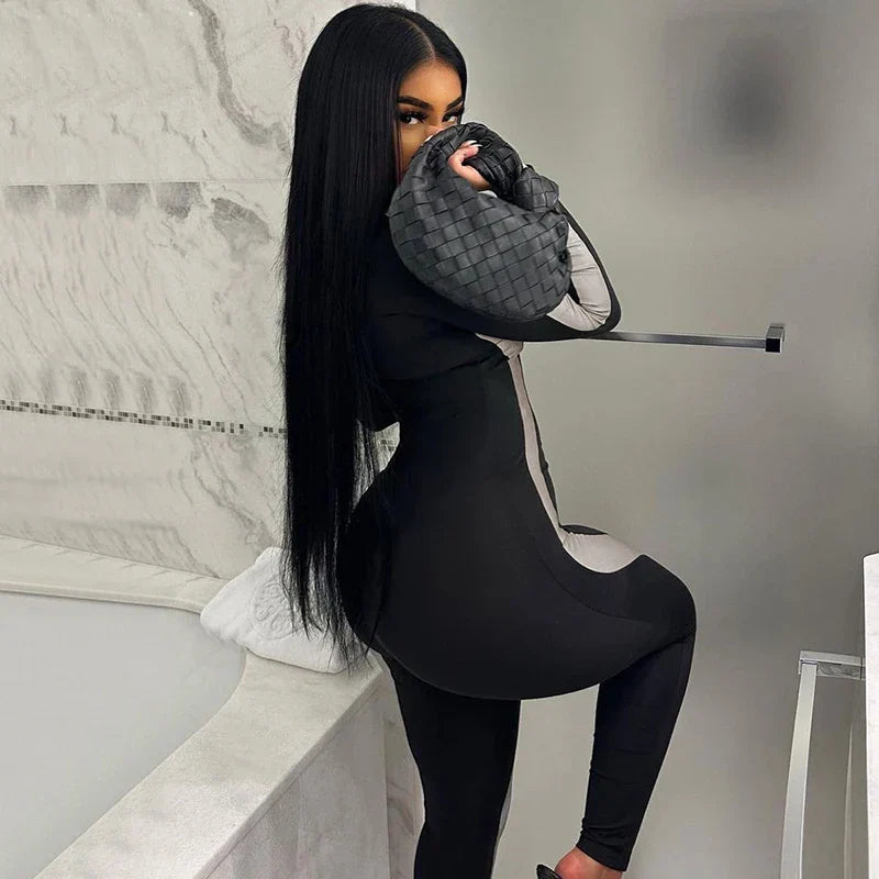 Dam Jumpsuit Ankellång med Dragkedja Polyester Spandex-2