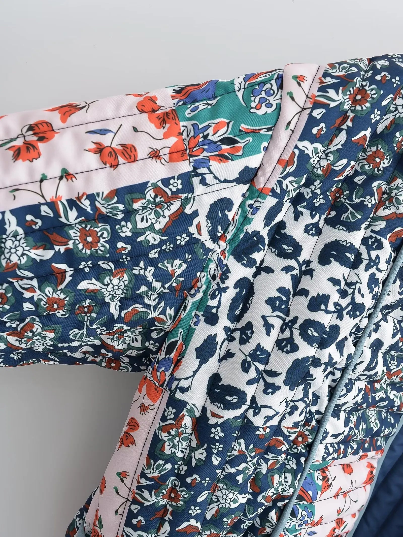 Lång Vinterrock Dam Blommönster Polyester Med Termisk Isolering-5