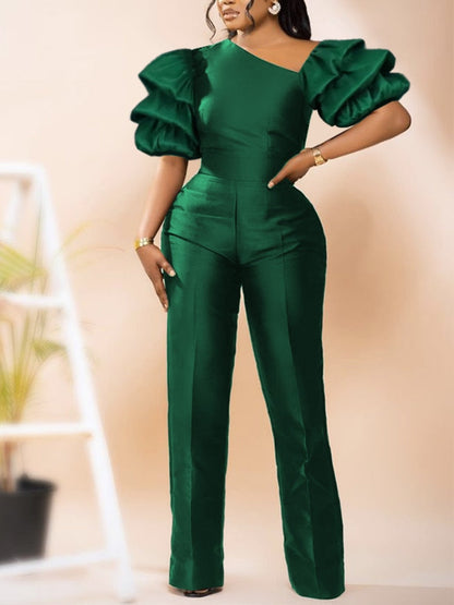 Kvinnors Jumpsuit Asymmetrisk Halsringning Spandex 2
