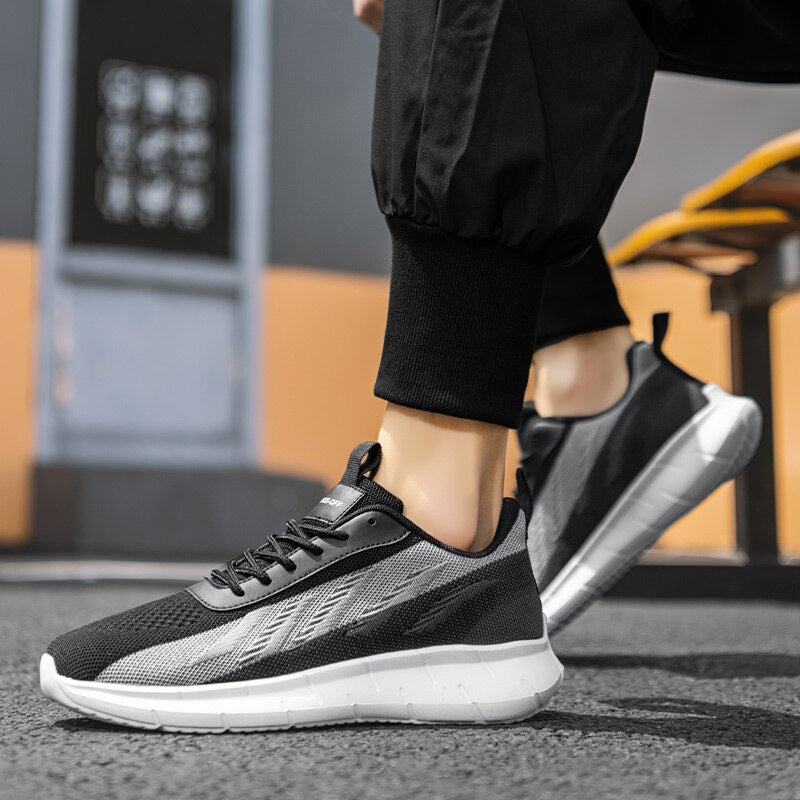 Herrsneakers Lätta Sportiga med Dynamiskt Mönster Textil-3